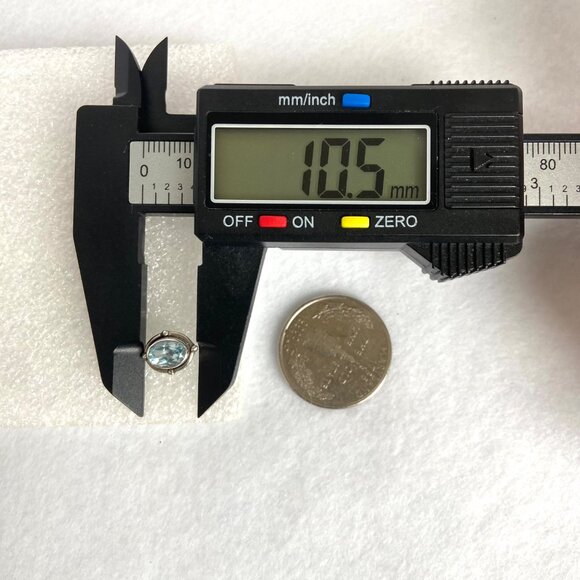 Sterling Silver 925 Dainty Bezel Set Oval Blue Cubic Zirconia CZ Stud Earrings - Picture 12 of 16